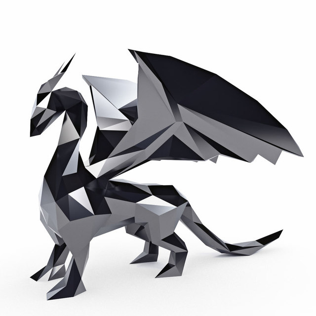 Decorative 3D Dragon Low Poly Figure