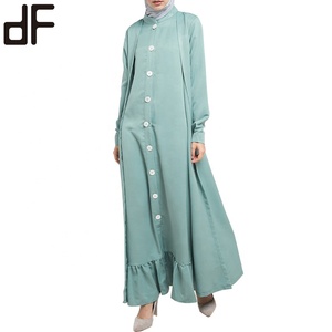 OEM abbigliamento donna modesto Khimar e Jilbab <span class=keywords><strong>Butik</strong></span> Vestidos Mujer lungo abbottonato anteriore Maxi abito musulmano a maniche lunghe Abaya - Product Image 2
