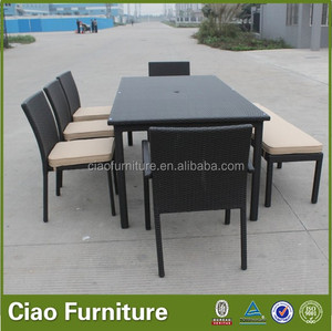 <span class=keywords><strong>Space</strong></span> saving en rotin meubles longue table de salle à manger ensemble - Product Image 3
