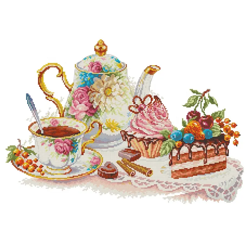 NKF Afternoon Tea 6 текстильные & тканевый материал сделай сам, перекрестная строчка, узор, одежда высшего качества плотные ткани народное искусство украшения дома