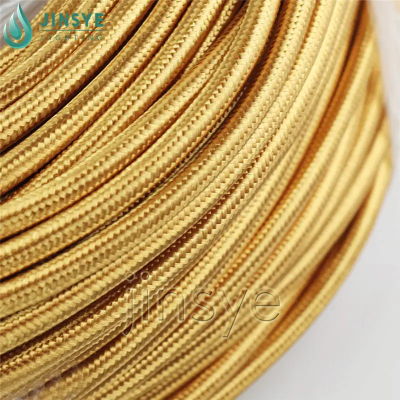 US/EU ronde goud katoenen koord roll elektrische kabel textiel effen koperdraad