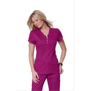 wholesale 60%cotton 40%polyester fashionable women nurse shirt scrub suits for dental