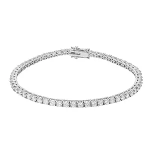 Precio al por mayor, pulsera de tenis de cz de Plata de Ley 925 5a, cristal transparente de 3mm