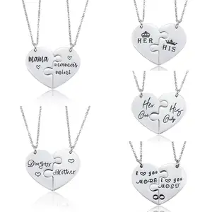 Loftily Jewelry Bulk Best Friend Necklaces for 2 pcs Puzzle Heart Shaped Necklace Mother's Day Gifts Necklace