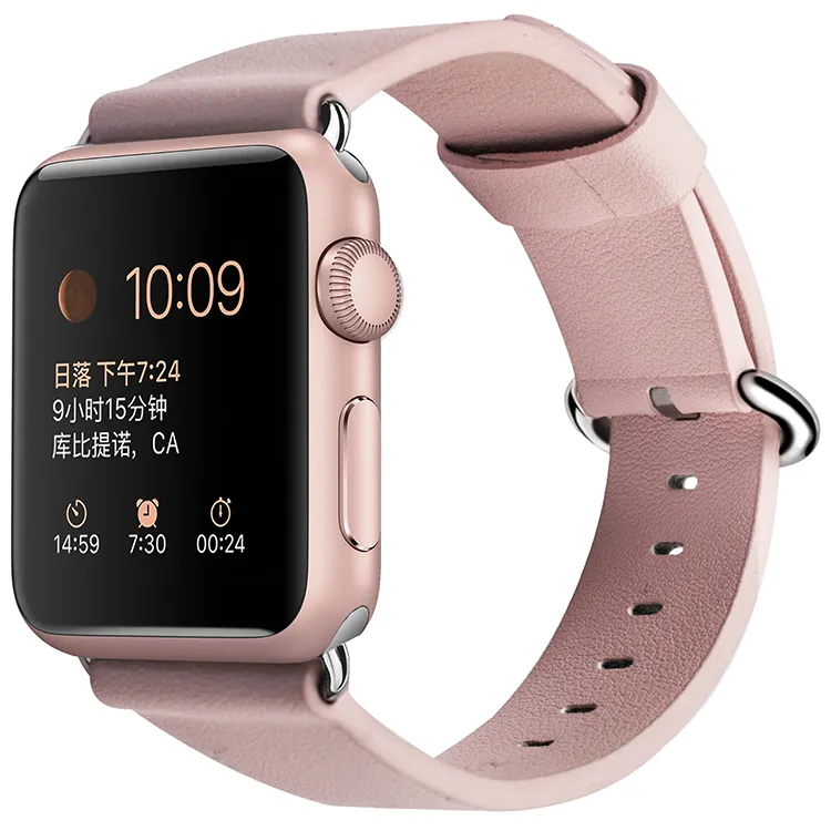 Wholesale quality dark and rose gold color leather watch band for apple watch