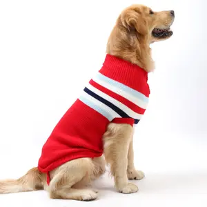 Custom Adorable Pet Coats Soft Cotton Stripe Dog Jumper Apperel Crew Dog Knit Sweater Clothes