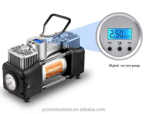 Compresor de aire digital de doble potencia para coche, Inflador de neumáticos con luz, DC 12V