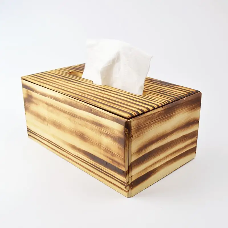 Buatan tangan ramah lingkungan DIY dicetak kayu serbet pemegang Desktop Aksesori kotak tisu pedesaan bambu kerajinan dengan cinta tema hadiah