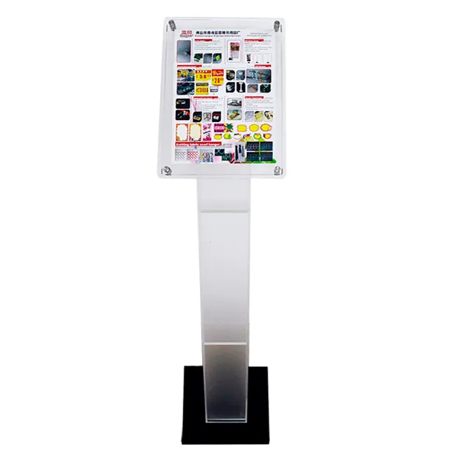 A4 A3 Acrylic Floor Stand Display Advertising Brochure Sign Holder Exhibition Poster Stand for Hotel Shop
