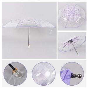 Ovida Nouveauté <span class=keywords><strong>Parapluie</strong></span> de voyage transparent à 3 plis en polyester POE de 21 pouces avec logo personnalisé - Product Image 2