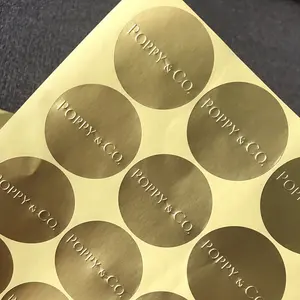 Benutzer definierte Goldfolie 3D geprägte selbst klebende Aufkleber Business Labels