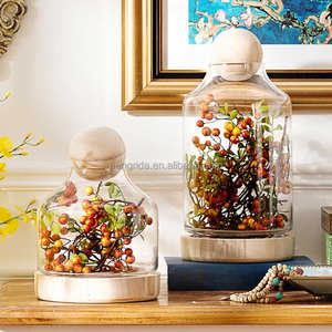 Terrarium Glass Dome Cloche mit Holz sockel schmücken eine schöne Kuppel Luft pflanze Glas birne Miniatur - Product Image 5