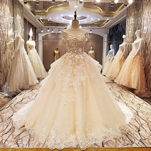 LS55226 Gaun Pernikahan Organza Musim Semi Gaun Pengantin Harga Grosir Gaun Pengantin Atasan Pola Berlian Mutiara