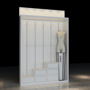 Espositore da Parete Alto in Legno Moderno, Personalizzabile per <span class=keywords><strong>Abiti</strong></span> da <span class=keywords><strong>Uomo</strong></span>, con Ganci per <span class=keywords><strong>Negozi</strong></span> di Abbigliamento - Product Image 4