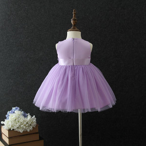 Vestito da Principessa per Bambine di <span class=keywords><strong>1</strong></span> <span class=keywords><strong>Anno</strong></span>, Abito da Festa Viola con Fiori, Vestito Estivo Monoblocco per Bambine - Product Image 3