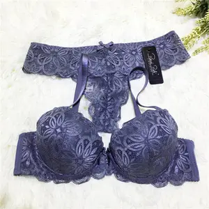 Grosir Pabrik penjualan terbaik indah bunga renda seksi menawan wanita pakaian dalam Lingerie Bra set singkat