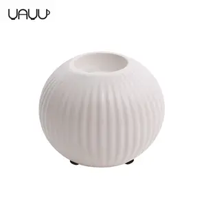 Church ball shaped stripes fluted cotton white cheap ceramic candle holder