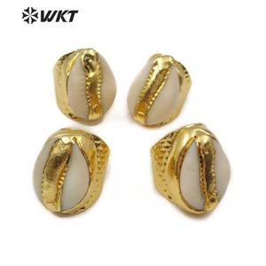 WT-R333 Vente en gros Bague en coquillage de cowrie de style bohème pour femmes Bijoux en plaqué or 18 carats Bague en coquillage de cowrie naturel réglable - Product Image 2
