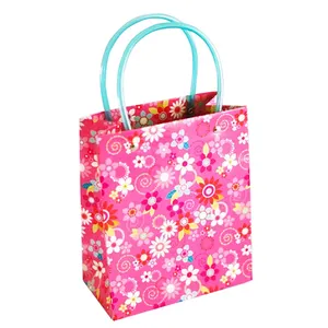 Bolsa de compras colorida para cosméticos, bolsa de papel reciclable sin plástico, Popular, impresión, venta al por mayor