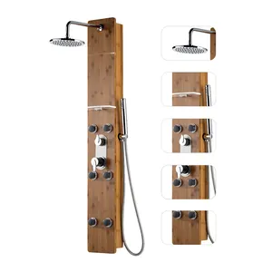 Vaguel China Supplier New Design Multifunctional Natural Wood Bamboo Shower Panel