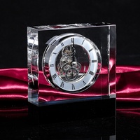 Horloge de table en cristal mécanique transparente K9 HDW en gros pour la décoration de la maison