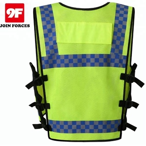 9F fluor zierende reflektierende Sicherheits weste 5 verstellbare atmungsaktive Polyester taschen Anpassbares Logo mit mehreren Taschen - Product Image 4