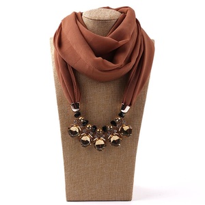 Plain Color Necklace Muslim Hijab <strong>Scarf</strong> <strong>Infinity</strong> Chiffon Pendant Jewelry <strong>Scarf</strong> for Ladies - Product Image 2