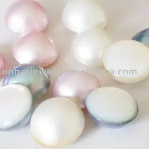 AA Belle Mabe <span class=keywords><strong>Perle</strong></span> <span class=keywords><strong>Perle</strong></span> Bijoux 12-18mm Argent Bleu Semi Rond Mabe Perles pour Bagues et Boucles d'Oreilles Fabrication - Product Image 1