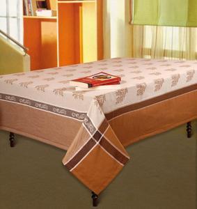 Classic Printed Cotton Linen Neolino Series <b>Tablecloth</b> <b>Square</b> Home Use Washable Woven Plant Pattern Brown Beige Design - Product Image 1