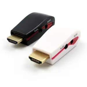 Konverter HDMI ke VGA 1080P, utama dengan kabel Audio dan Output daya, HDMI perempuan ke VGA pria Audio