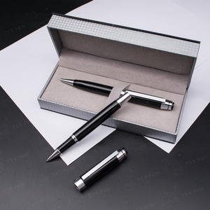 TTX 맞춤형 로고 고급 임원용 블랙 글로스 메탈 볼펜 (독일산 잉크, 긴 필기 길이, 남성용) - Product Image 6