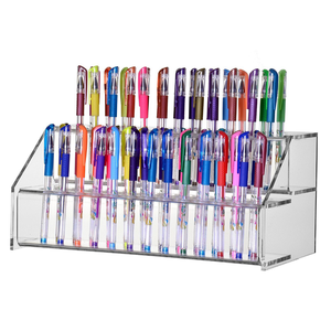 Clear 64 Slot Table Top Counter Pen Sharpie <strong>Paint</strong> <strong>Brushes</strong> Makeup <strong>Brushes</strong> Lip Liner Eye Liner Holder <strong>Display</strong> <strong>Rack</strong> - Product Image 1