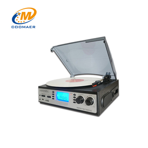 En bois 3 Vitesse Intelligent Stéréo FM Radio USB SD Encodage LP <span class=keywords><strong>Disque</strong></span> <span class=keywords><strong>Vinyle</strong></span> <span class=keywords><strong>Platine</strong></span> - Product Image 1