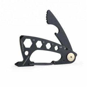 Llavero con mosquetón <span class=keywords><strong>de</strong></span> acero inoxidable para acampada, 7 en 1, multiherramientas EDC - Product Image 1