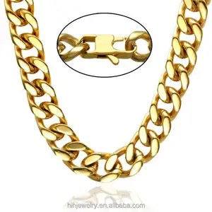 Cadena de eslabones cubanos para hombre, joyería de Hip Hop pesada de acero inoxidable Miami, collar para cuello