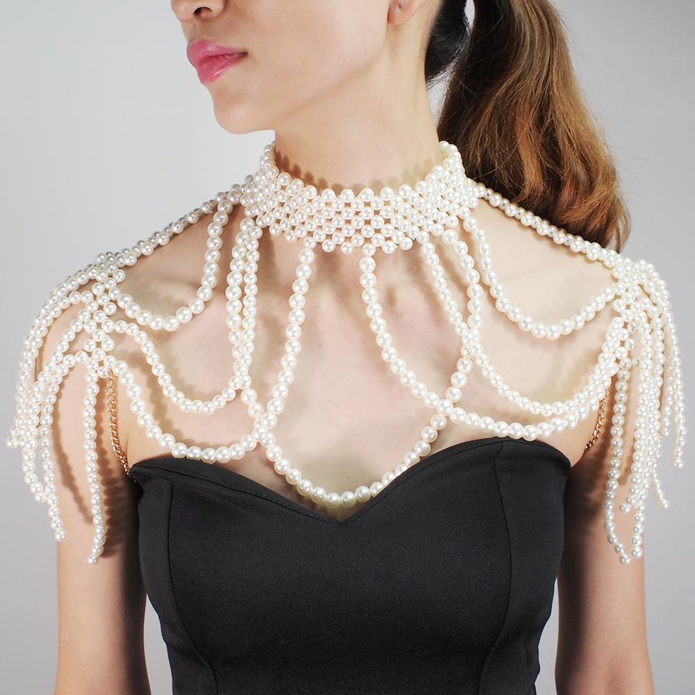 Wedding Necklace With Hearts Dasbsug Pearl Simple Back Chain Necklace For  Party Pearls Backdrop Necklace Wedding Jewelry Backless Dress Accessory For  Women Collier De Perle