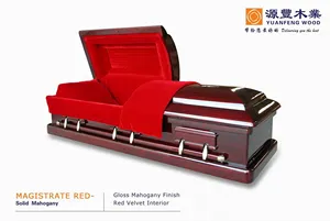 MAGISTRATE RED Solid Mahogany wood Casket coffin prices zinc