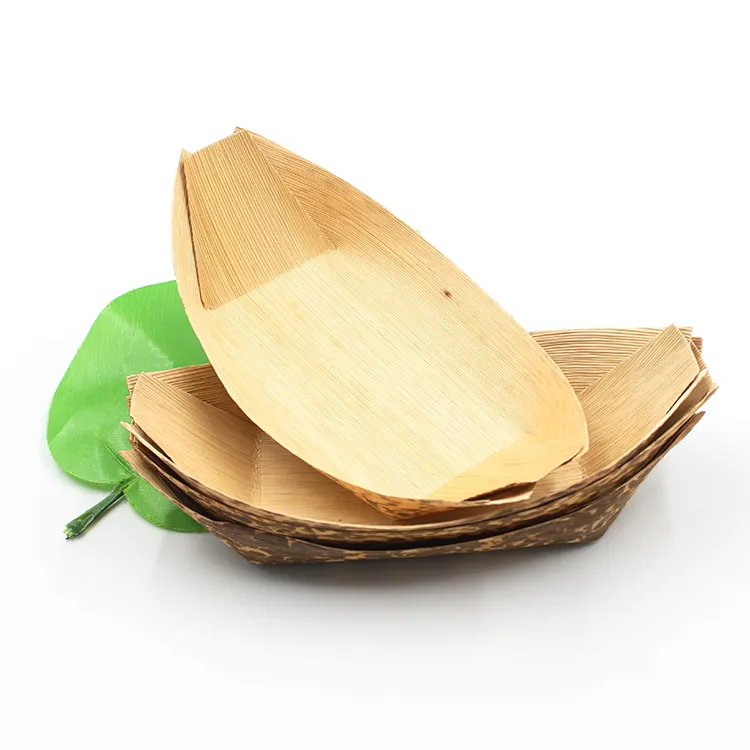 New Product Disposable Natural Promotional Natural Bamboo Leaf Boat Serving Dishes