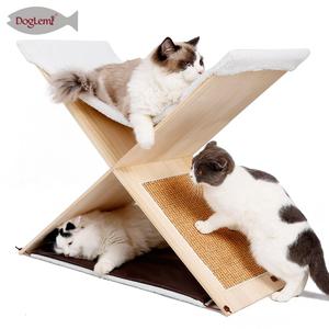 Natur Katze Betten Möbel Einfache 2 Leve Möbel Katze Baum Solide Holz Kratzen Post Katze - Product Image 5
