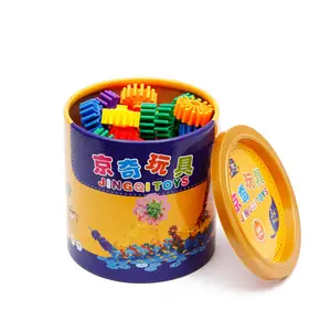 Jingqi Gear Building Blocks Plastic Educational Toys Multi-Colored Bucket Building Blocks Children's Christmas Gifts