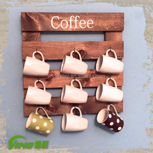 Estante de madera para exhibición de tazas de café, soporte de almacenamiento para tazas, venta al por mayor - Product Image 3