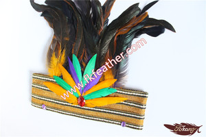 Jaune Couleur Coiffe Native American Indian Coiffe <span class=keywords><strong>Plume</strong></span> de Coq Pour Coiffe Indienne Halloween Produits - Product Image 3