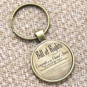 United States keyring,Bill Of Rights Ten Amendments Constitution Patriotic American keyring Bill print glass keyring