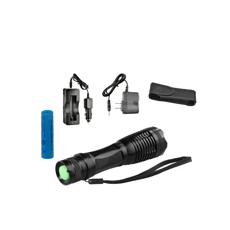 S3 xml-t6 4000LM high power led torch E6 lantern zoomable led flashlight + 2*18650 5000mAh Battery + Charger + Holster