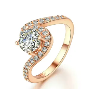 18kgp stamped rose gold plated ring with shiny zirconia