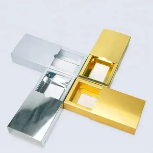 Personalizzata rettangolare cassetto scatola di carta oro/argento/ologramma foglio di scatole di carta