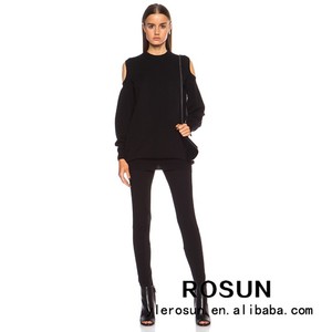 Totale nero fuori- superiore della spalla cool donne maglioni pullover - Product Image 4