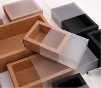 Porte-bijoux pliant, estampage personnalisé, papier kraft, fenêtre en plastique, tiroir coulissant, rangement, boîte-cadeau, emballage avec couvercle en pvc