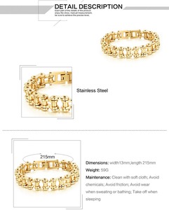 Chaîne <span class=keywords><strong>de</strong></span> main pour <span class=keywords><strong>homme</strong></span> fabriquée en Chine, <span class=keywords><strong>bracelet</strong></span> en acier inoxydable 3161, maillons dorés - Product Image 6
