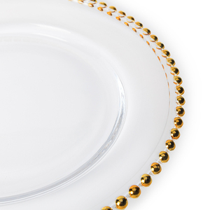 HOSEN 28 Guangzhou banchetto all'ingrosso matrimonio oro argento bordo in rilievo piatto caricatore di vetro, decorazioni matrimonio sottopiatti ~ - Product Image 3
